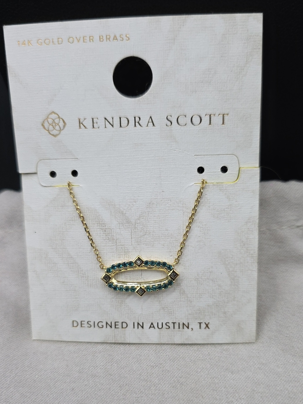 NWT Kendra Scott Gold Necklace with Teal Stones